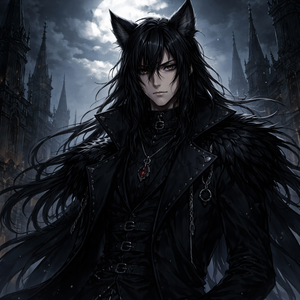 male wolf ears long black hair male wolf ears long black hair
