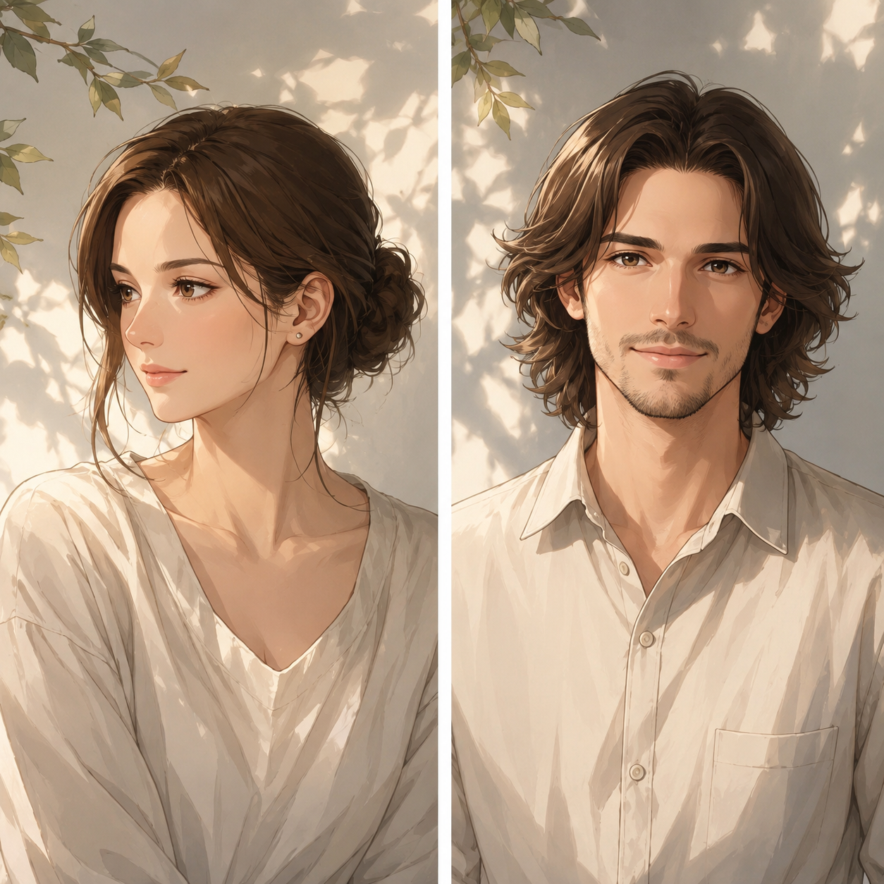 Restyle the reference image while keeping the subject recognizably the same person. Keep the subject's perceived gender presentation approximate age main facial features skin tone hairstyle hair length and hair color close to the reference image. Keep the pose clothing accessories and composition broadly similar when practical while allowing natural adjustments for the selected style and aspect ratio. Apply the selected style without redesigning the subject as a completely different character. Keep the result wholesome and non-sexual. Create a coordinated matching anime profile picture pair in a balanced two-panel composition. Character A: outfit. Character B: outfit. Relationship: Couple. keep both characters distinct use a shared color palette complementary poses and expressions and make each side work as an individual square avatar. . faithful style transfer recognizable subject coherent anatomy polished lighting high detail high resolution - matching anime profile picture Restyle the reference image while keeping the subject recognizably the same person. Keep the subject's perceived gender presentation approximate age main facial features skin tone hairstyle hair length and hair color close to the reference image. Keep the pose clothing accessories and composition broadly similar when practical while allowing natural adjustments for the selected style and aspect ratio. Apply the selected style without redesigning the subject as a completely different character. Keep the result wholesome and non-sexual. Create a coordinated matching anime profile picture pair in a balanced two-panel composition. Character A: outfit. Character B: outfit. Relationship: Couple. keep both characters distinct use a shared color palette complementary poses and expressions and make each side work as an individual square avatar. . faithful style transfer recognizable subject coherent anatomy polished lighting high detail high resolution - matching anime profile picture