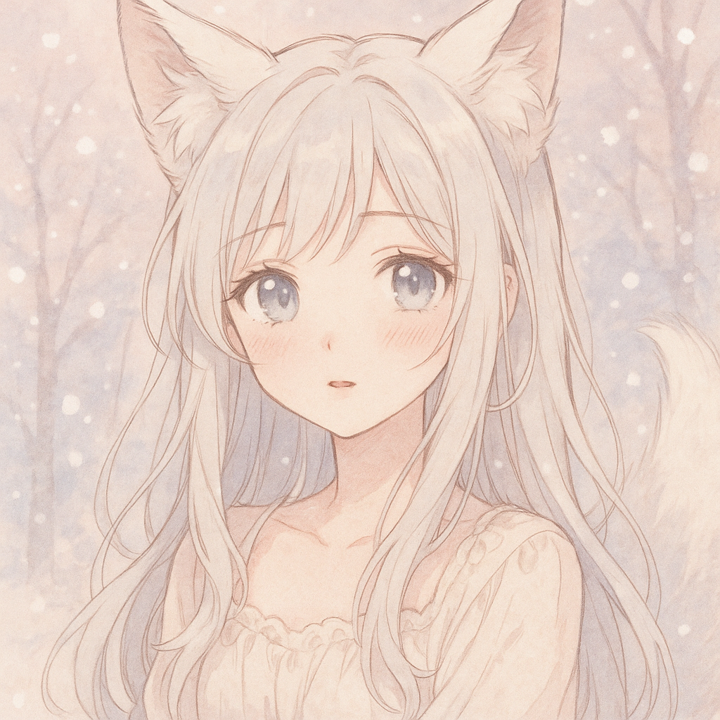 Aanime snowy fox girl