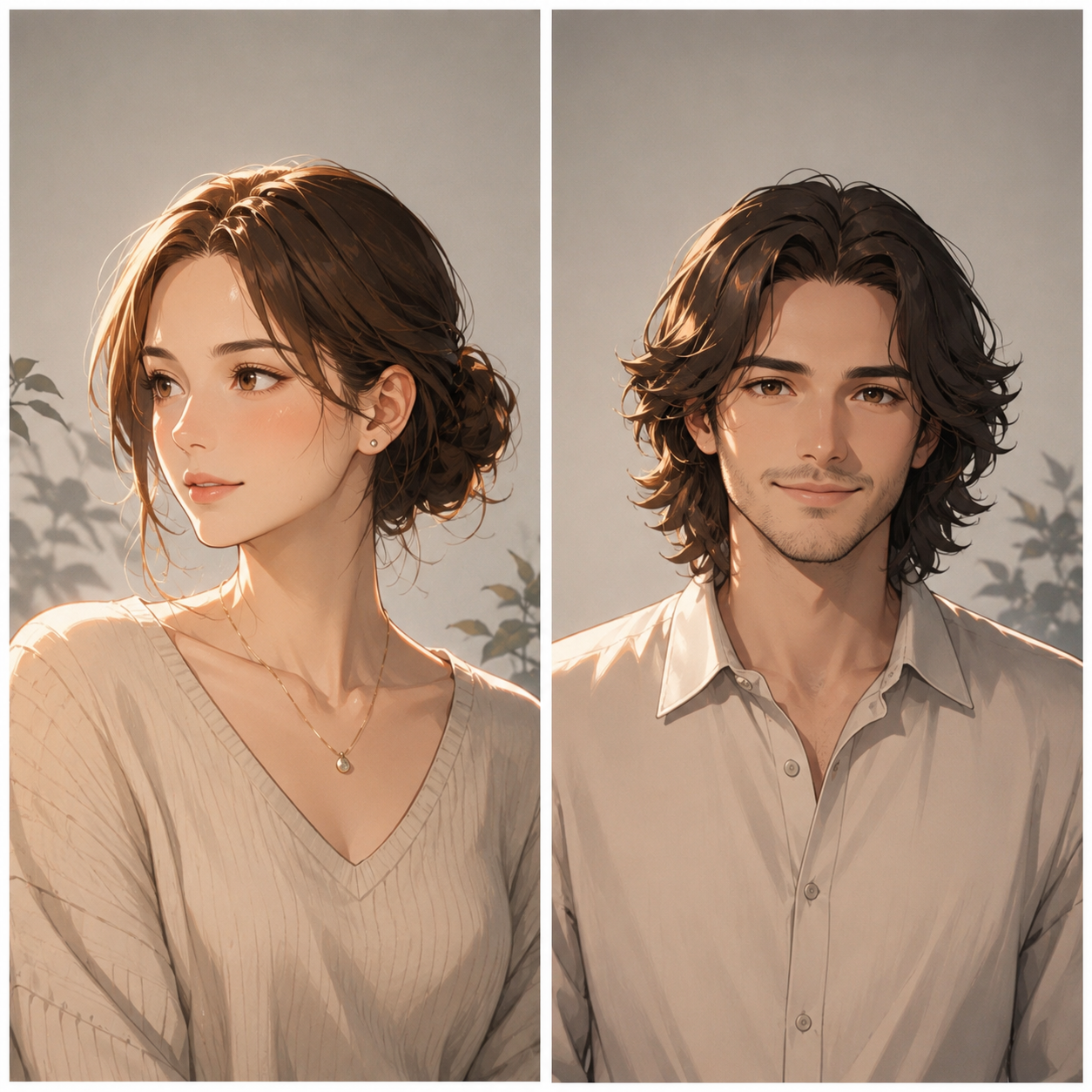Restyle the reference image while keeping the subject recognizably the same person. Keep the subject's perceived gender presentation approximate age main facial features skin tone hairstyle hair length and hair color close to the reference image. Keep the pose clothing accessories and composition broadly similar when practical while allowing natural adjustments for the selected style and aspect ratio. Apply the selected style without redesigning the subject as a completely different character. Keep the result wholesome and non-sexual. Create a coordinated matching anime profile picture pair in a balanced two-panel composition. Character A: outfit. Character B: outfit. Relationship: 情侣. keep both characters distinct use a shared color palette complementary poses and expressions and make each side work as an individual square avatar. . faithful style transfer recognizable subject coherent anatomy polished lighting high detail high resolution - matching anime profile picture Restyle the reference image while keeping the subject recognizably the same person. Keep the subject's perceived gender presentation approximate age main facial features skin tone hairstyle hair length and hair color close to the reference image. Keep the pose clothing accessories and composition broadly similar when practical while allowing natural adjustments for the selected style and aspect ratio. Apply the selected style without redesigning the subject as a completely different character. Keep the result wholesome and non-sexual. Create a coordinated matching anime profile picture pair in a balanced two-panel composition. Character A: outfit. Character B: outfit. Relationship: 情侣. keep both characters distinct use a shared color palette complementary poses and expressions and make each side work as an individual square avatar. . faithful style transfer recognizable subject coherent anatomy polished lighting high detail high resolution - matching anime profile picture