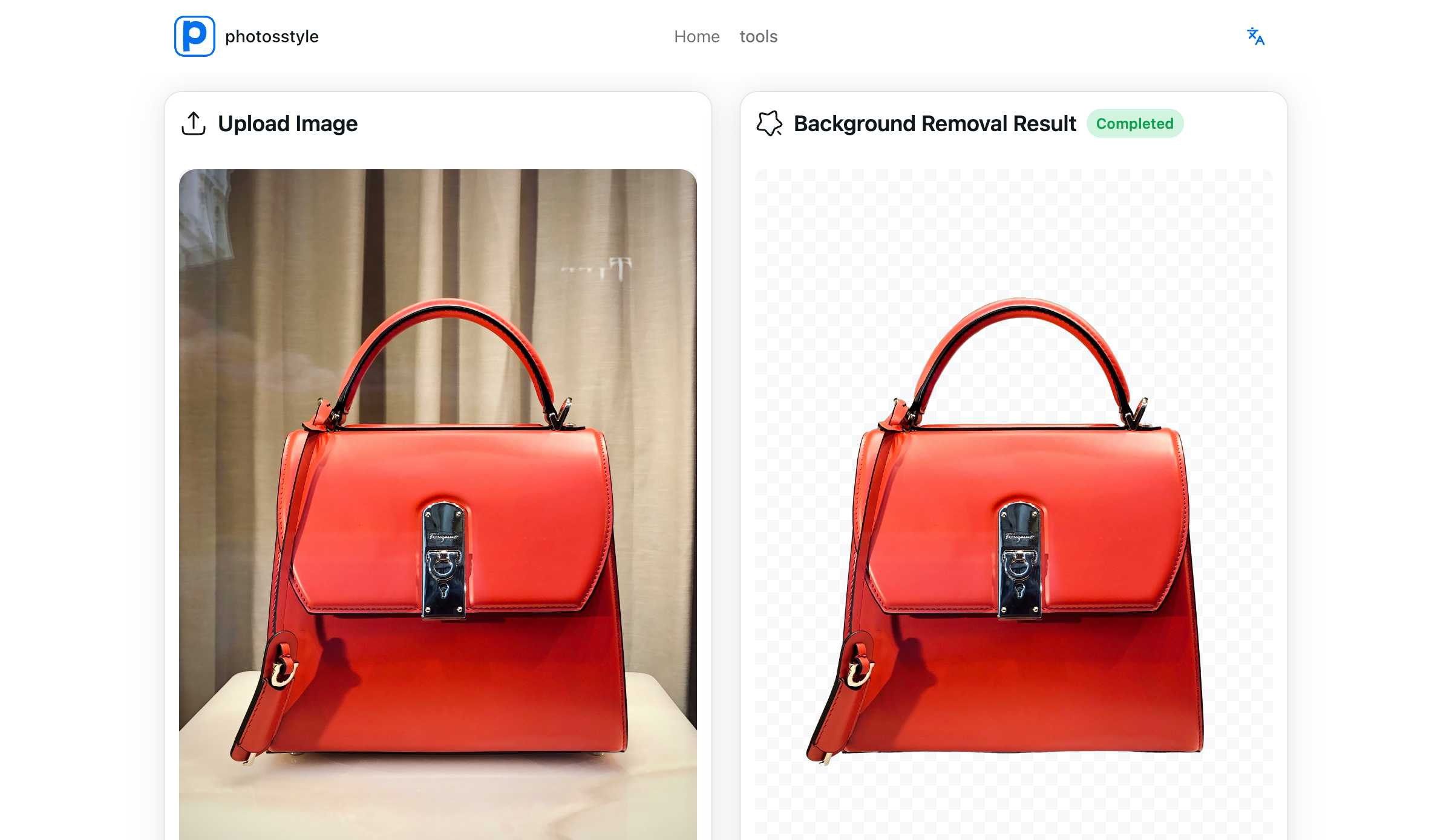 Background removed handbag