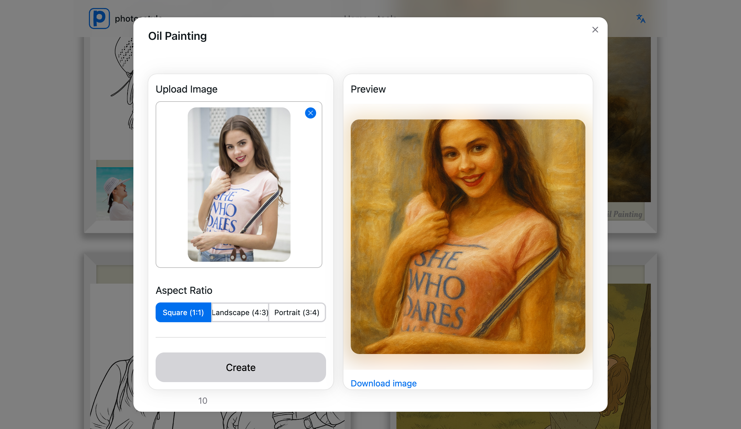 PhotosStyle Oil Painting Interface