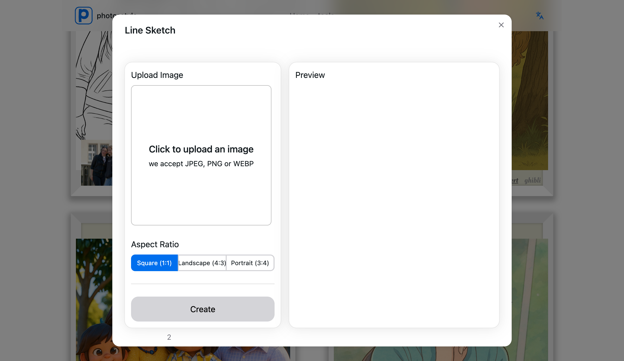 PhotosStyle Line Sketch Interface