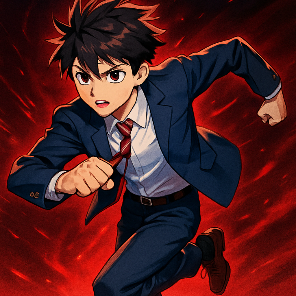 HESHOULD BE COOL AND LOOK A School BIY AND ADD A Glowing DARK RED BACKGROUND HESHOULD BE COOL AND LOOK A School BIY AND ADD A Glowing DARK RED BACKGROUND