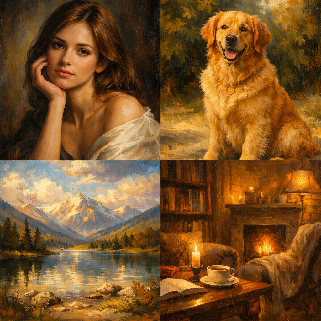 How to Print AI Oil Paintings on Canvas, Paper, Cards, and Gifts