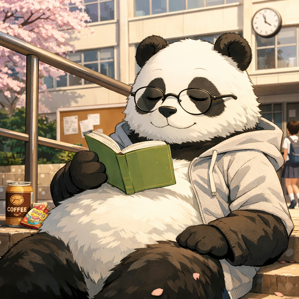 熊猫，可爱，懒惰，随缘处世，看书，戴眼镜